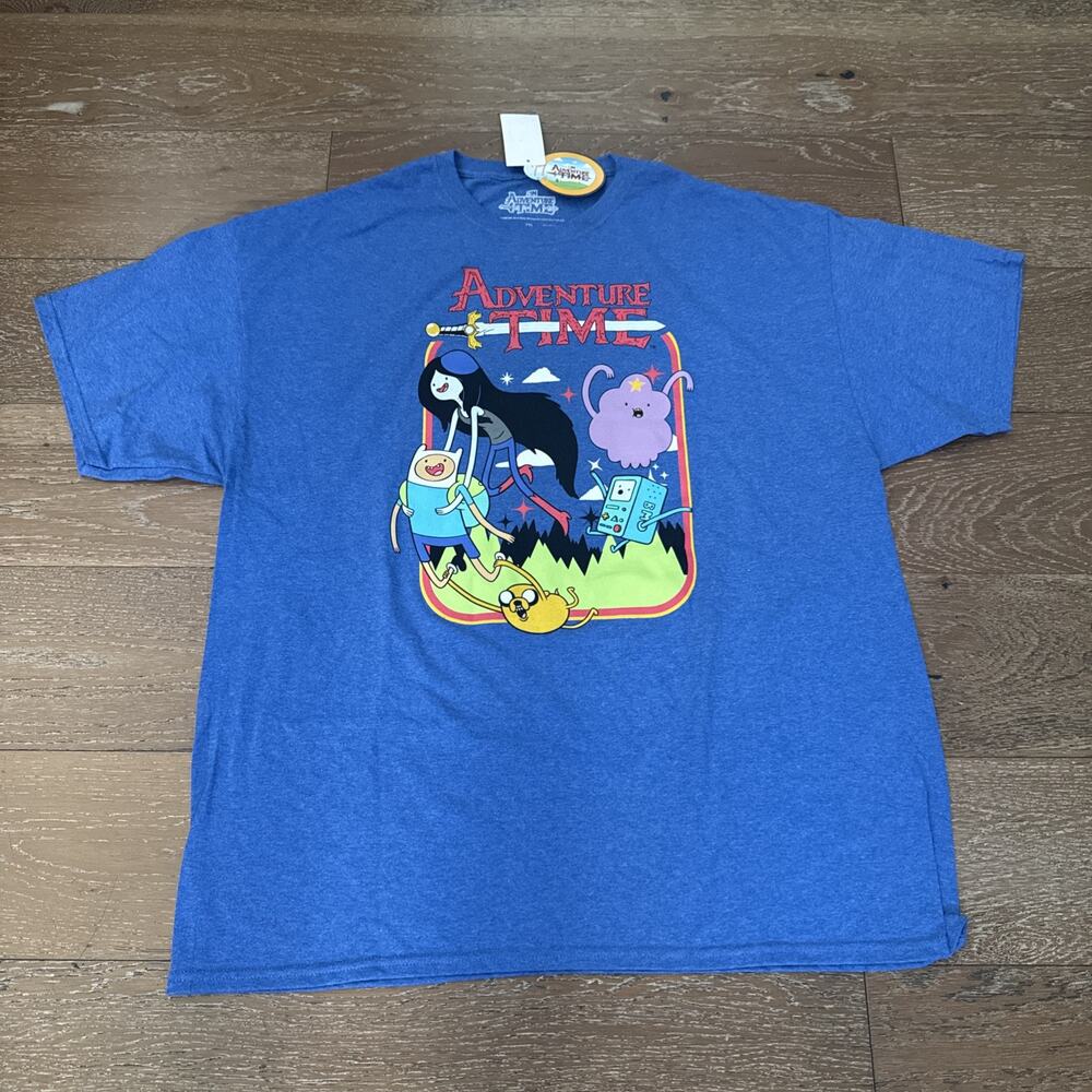 New Adventure Time T Shirt Short Sleeve Mens XXL Blue Cartoon Network Crew Neck